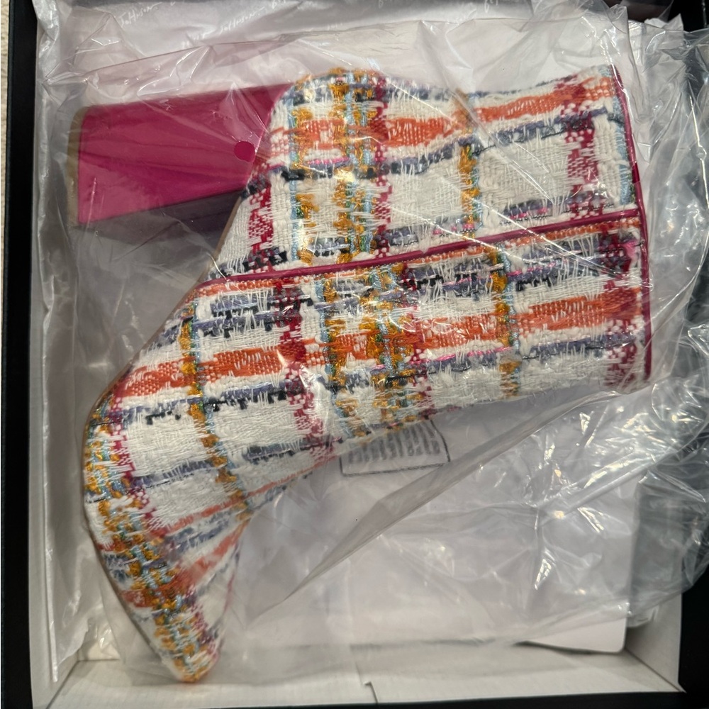 Betsey Johnson Multicolor Ankle Boots with Pink Heel